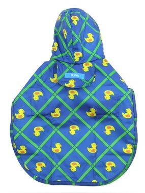 RC Pets Blue Duck Print Dog Raincoat Rain Poncho - Size L - Rubber Ducky